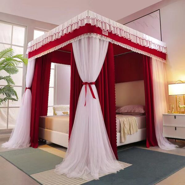 Luxury Heavy Duty 4-Stand Decorative Mosquito Net & Bed Curtain