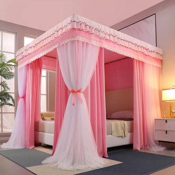 Luxury Heavy Duty 4-Stand Decorative Mosquito Net & Bed Curtain
